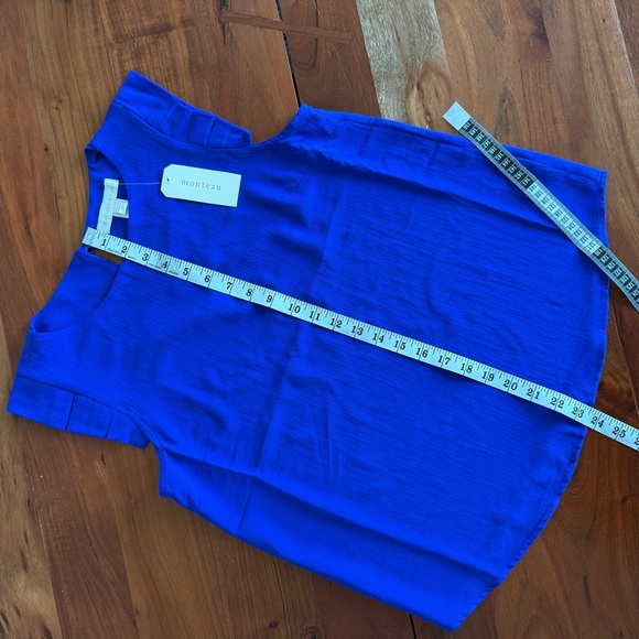 Monteau Blue Flutter Sleeve Boxy Blouse - Picture 6 of 6